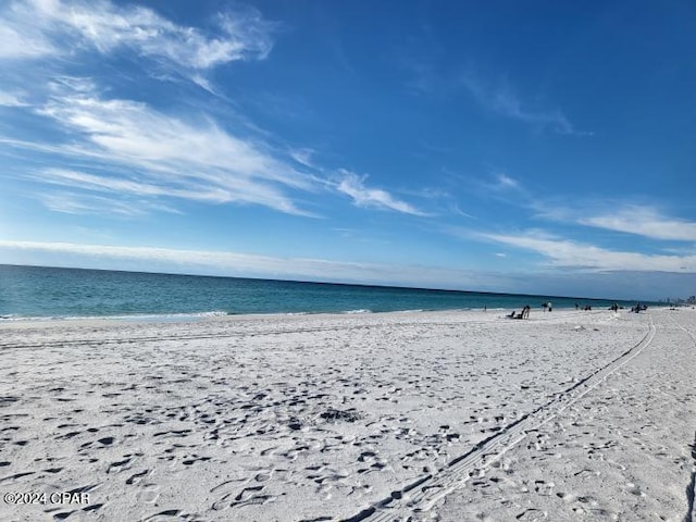 view of water feature featuring a beach view