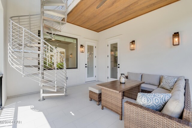 view of patio featuring french doors and an outdoor hangout area