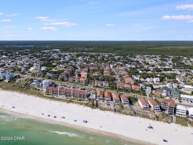 aerial view featuring a beach view and a water view