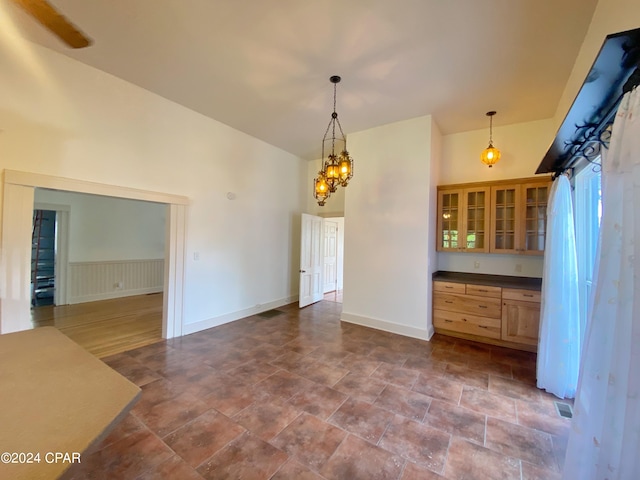 interior space featuring an inviting chandelier