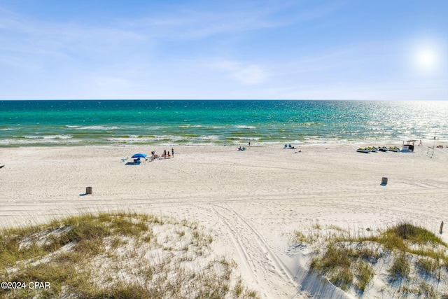 property view of water with a beach view