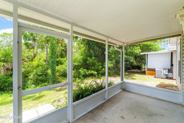 view of unfurnished sunroom