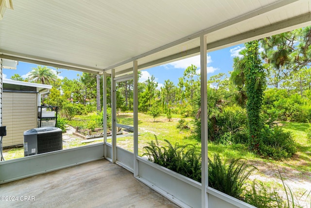 view of unfurnished sunroom