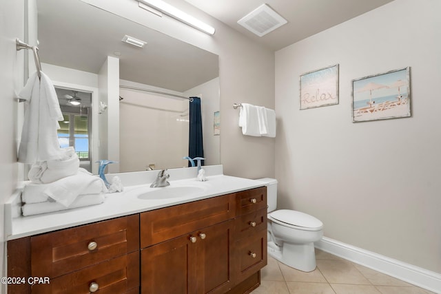 bathroom with tile flooring, vanity, and toilet