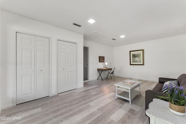 living room featuring light wood-type flooring