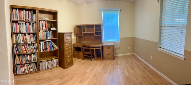 office area featuring light hardwood / wood-style floors