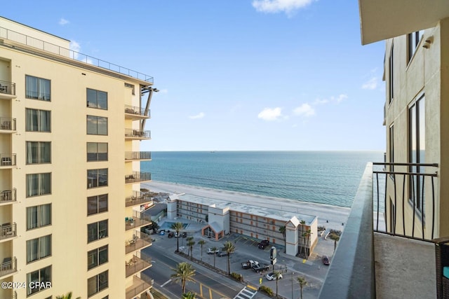 view of water feature with a view of the beach