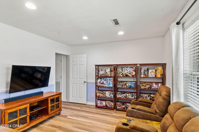 living room featuring light wood-type flooring