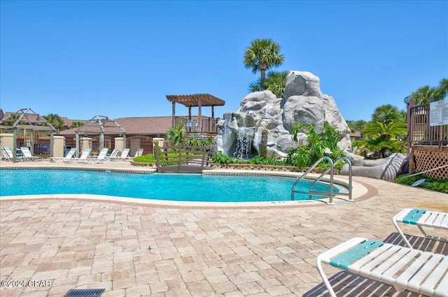 view of swimming pool with a gazebo