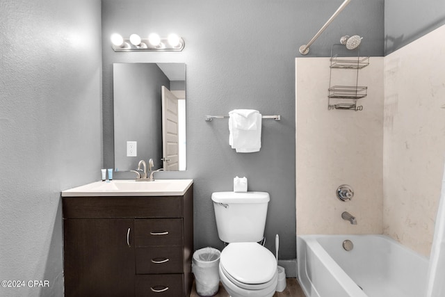 full bathroom featuring vanity, toilet, and shower / washtub combination