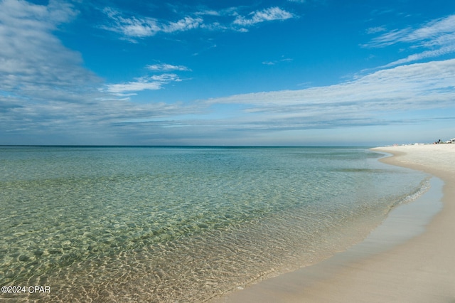 view of water feature featuring a beach view