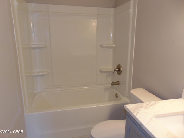 full bathroom featuring vanity, toilet, and shower / bathtub combination