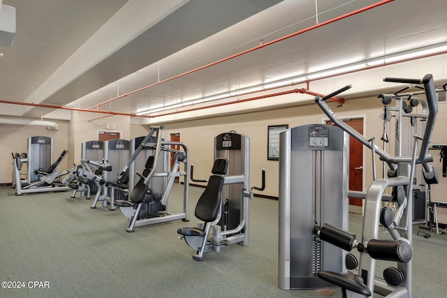 gym with carpet floors