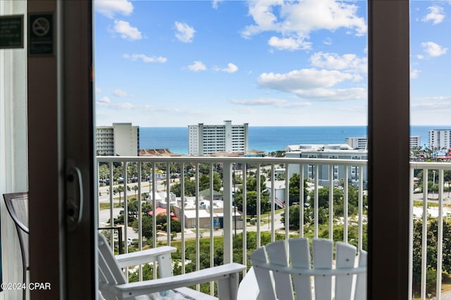 balcony with a water view