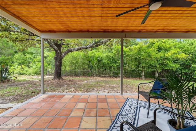 view of patio / terrace featuring ceiling fan