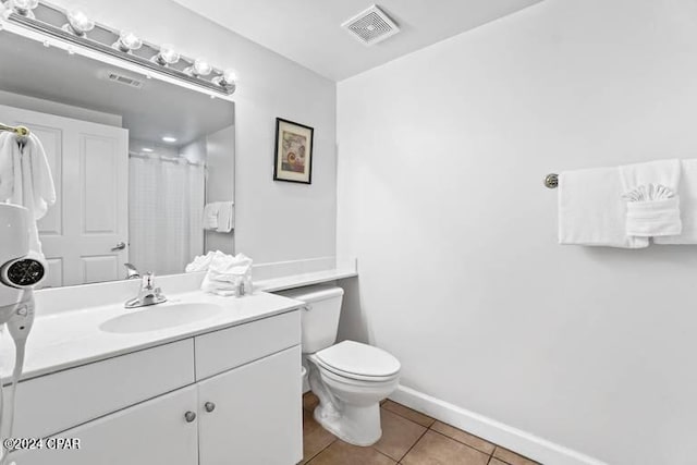 bathroom featuring tile patterned floors, vanity, and toilet