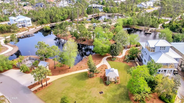 bird's eye view featuring a water view