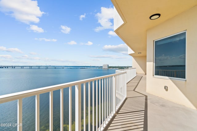 balcony with a water view