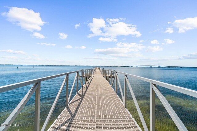 view of dock featuring a water view