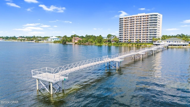 dock area featuring a water view