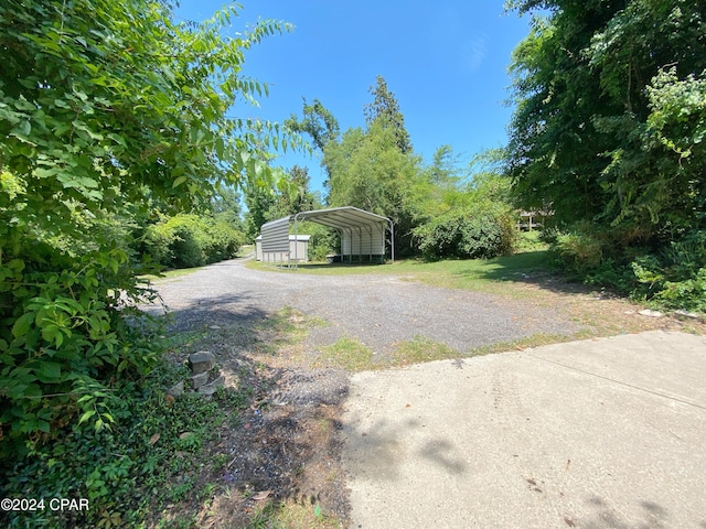 view of yard featuring a carport