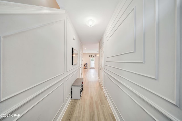 corridor featuring light hardwood / wood-style flooring