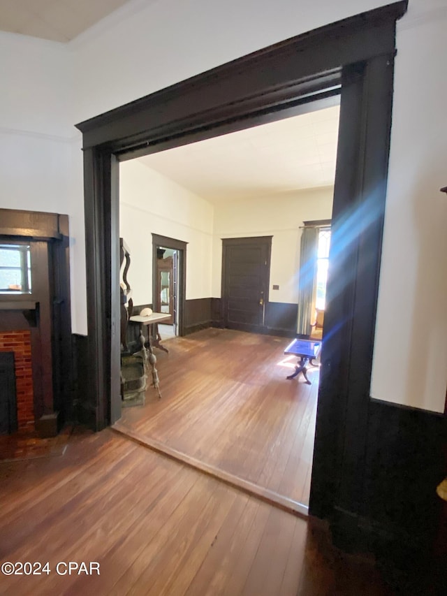 corridor featuring hardwood / wood-style flooring