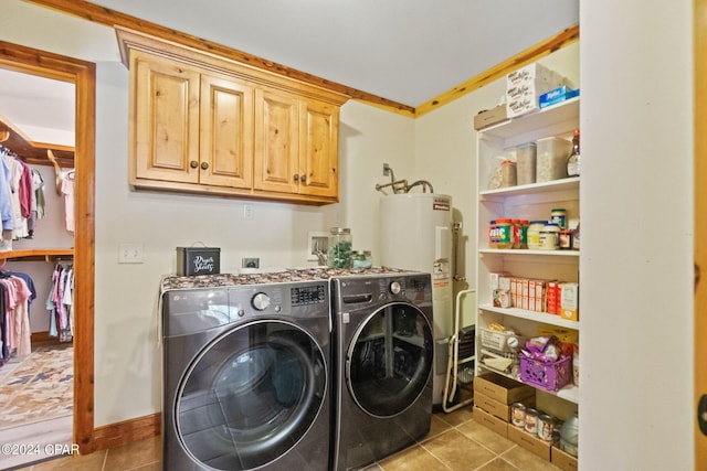 laundry room with cabinets, independent washer and dryer, hookup for a washing machine, and light tile floors