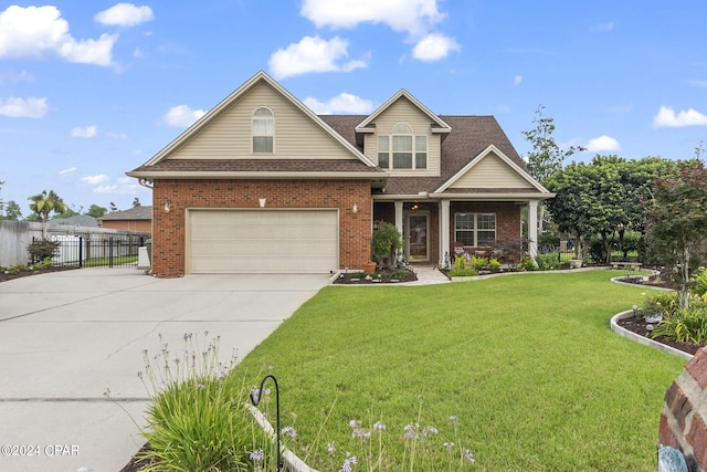 craftsman inspired home with a front yard