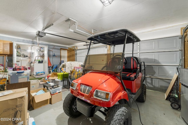 garage with a garage door opener