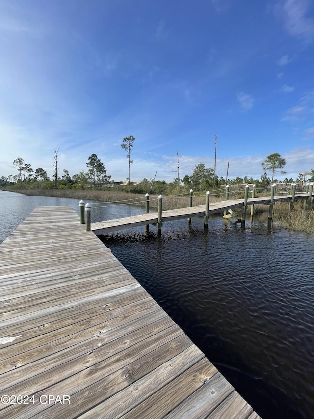 dock area featuring a water view