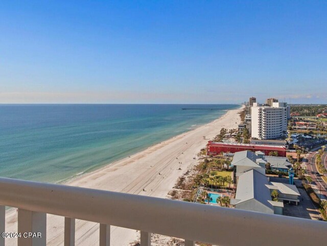 view of water feature featuring a view of the beach