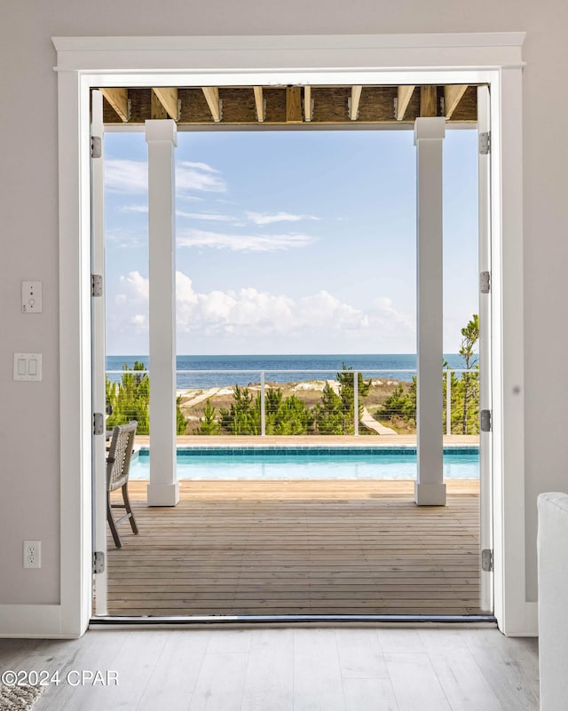 doorway with a water view