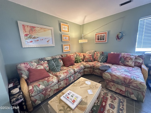 view of tiled living room