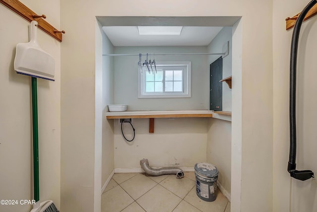 bathroom with tile patterned flooring