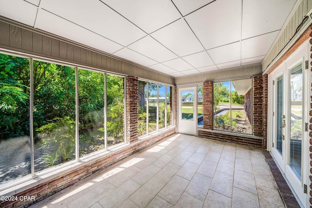 view of unfurnished sunroom