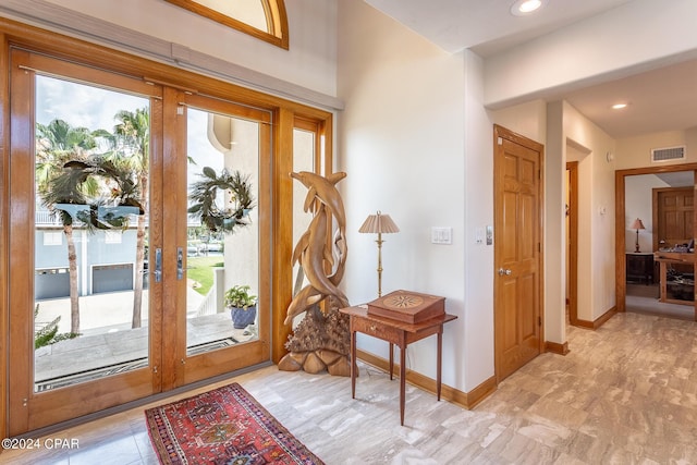 doorway to outside featuring french doors