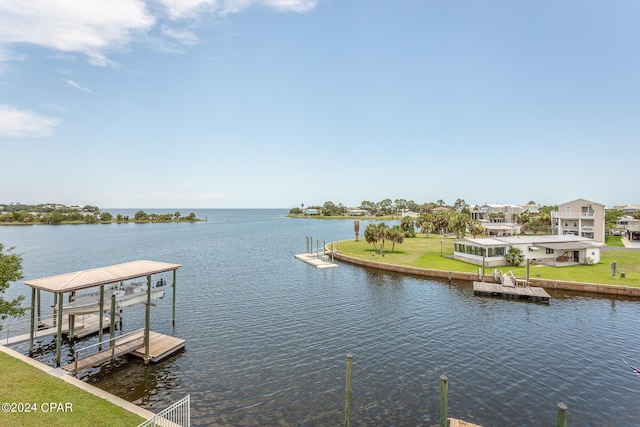 view of dock featuring a water view