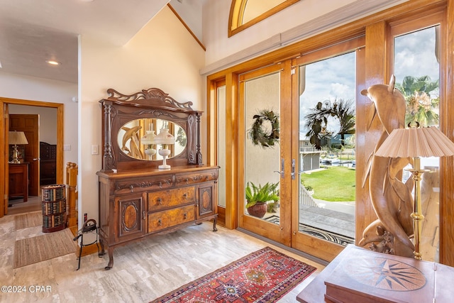 doorway to outside with light hardwood / wood-style flooring