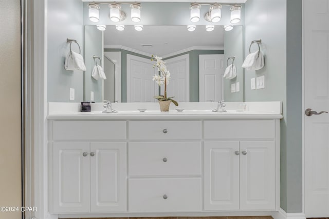 bathroom featuring double vanity and a sink