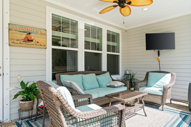 exterior space with an outdoor hangout area