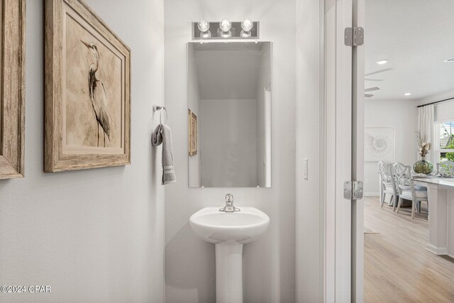 bathroom featuring hardwood / wood-style flooring