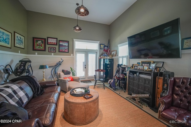 living room with french doors