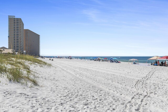 view of water feature with a view of the beach