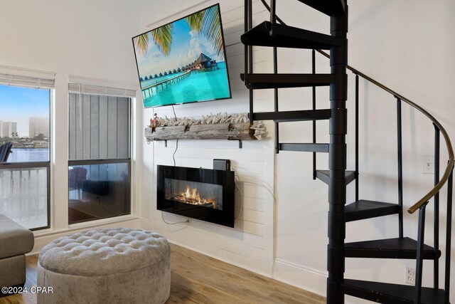 living room with wood-type flooring