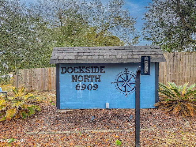 view of community sign