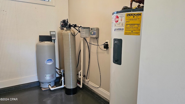 utility room with water heater