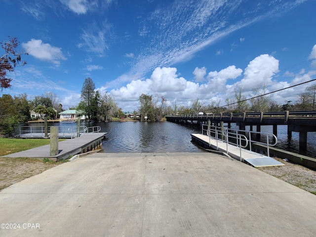 view of dock featuring a water view