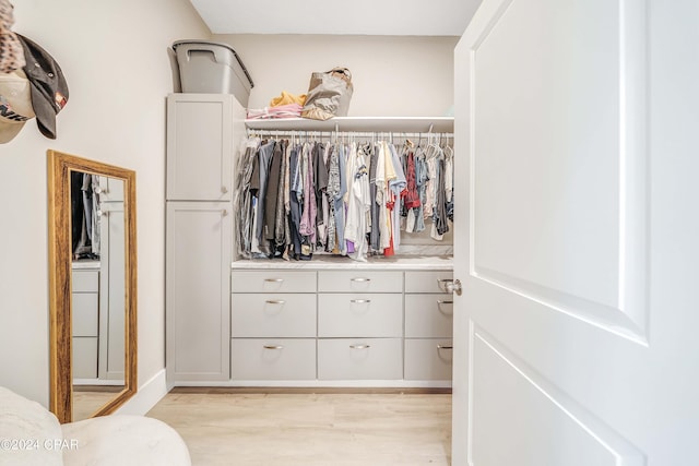 spacious closet with light wood-style flooring