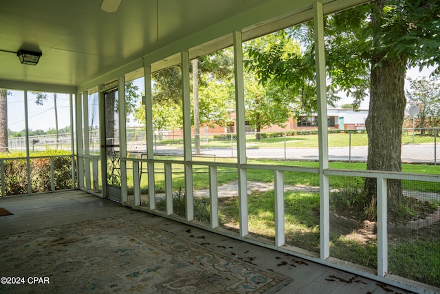 view of unfurnished sunroom